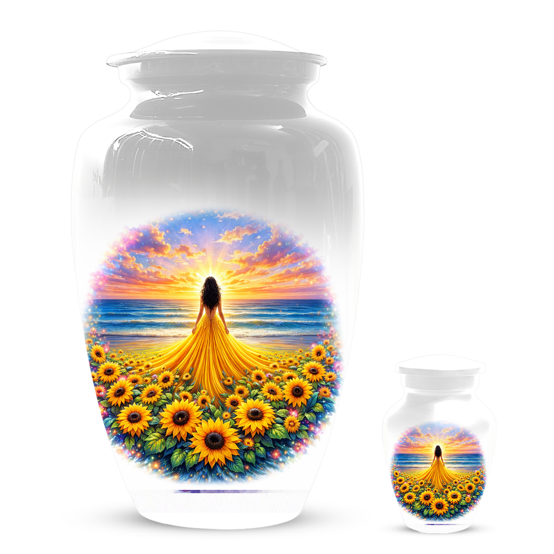 Sunflower Memorial Urn for Ashes | Custom Cremation Urn for Mom