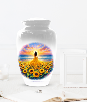 Sunflower Memorial Urn for Ashes | Custom Cremation Urn for Mom