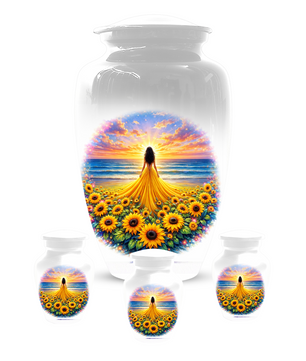 Sunflower Memorial Urn for Ashes | Custom Cremation Urn for Mom