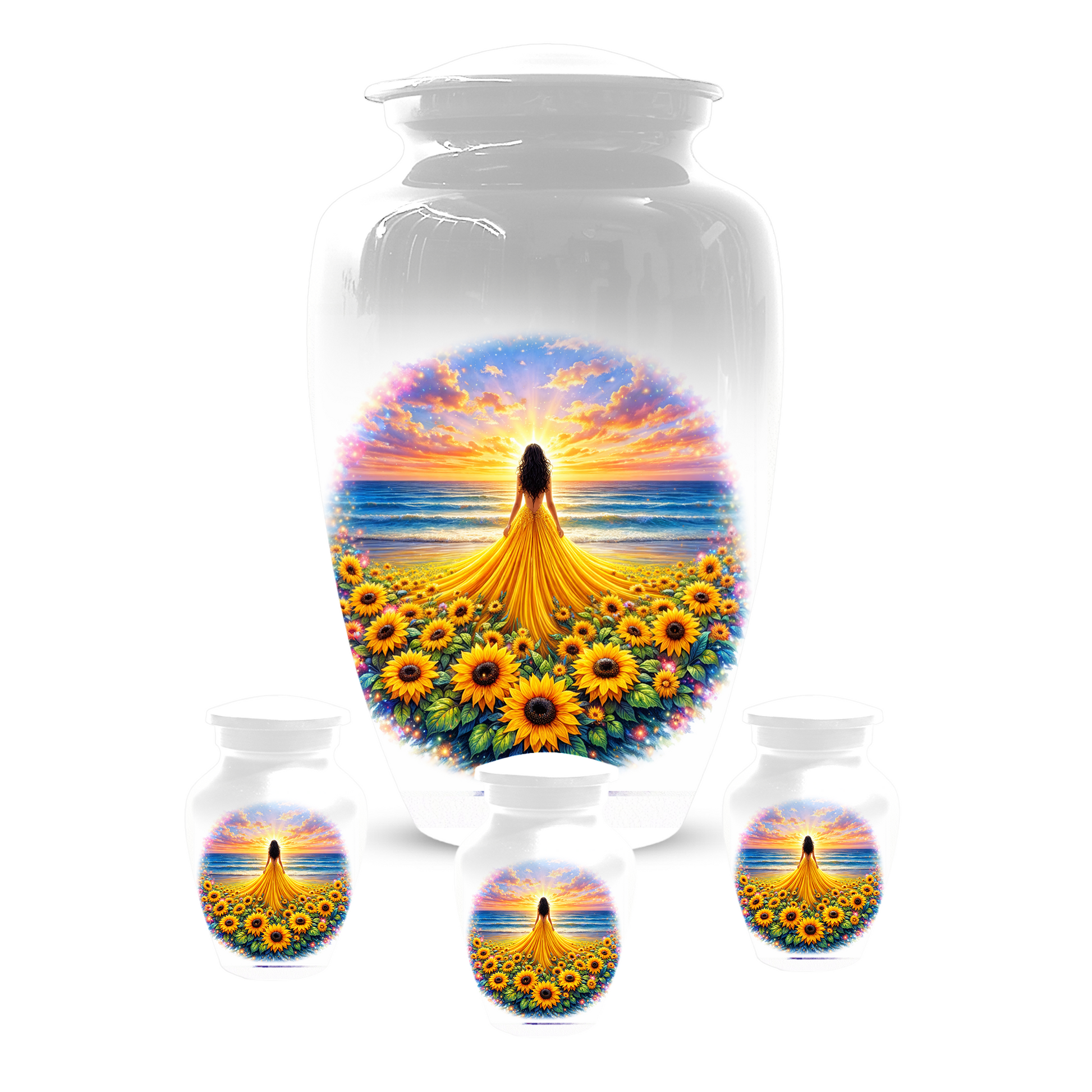 Sunflower Memorial Urn for Ashes | Custom Cremation Urn for Mom