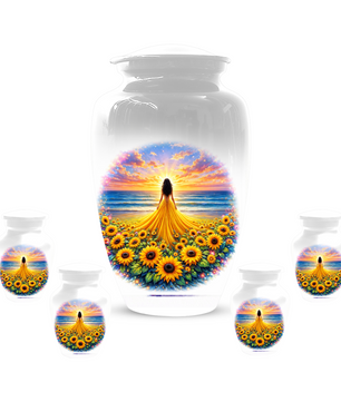 Sunflower Memorial Urn for Ashes | Custom Cremation Urn for Mom