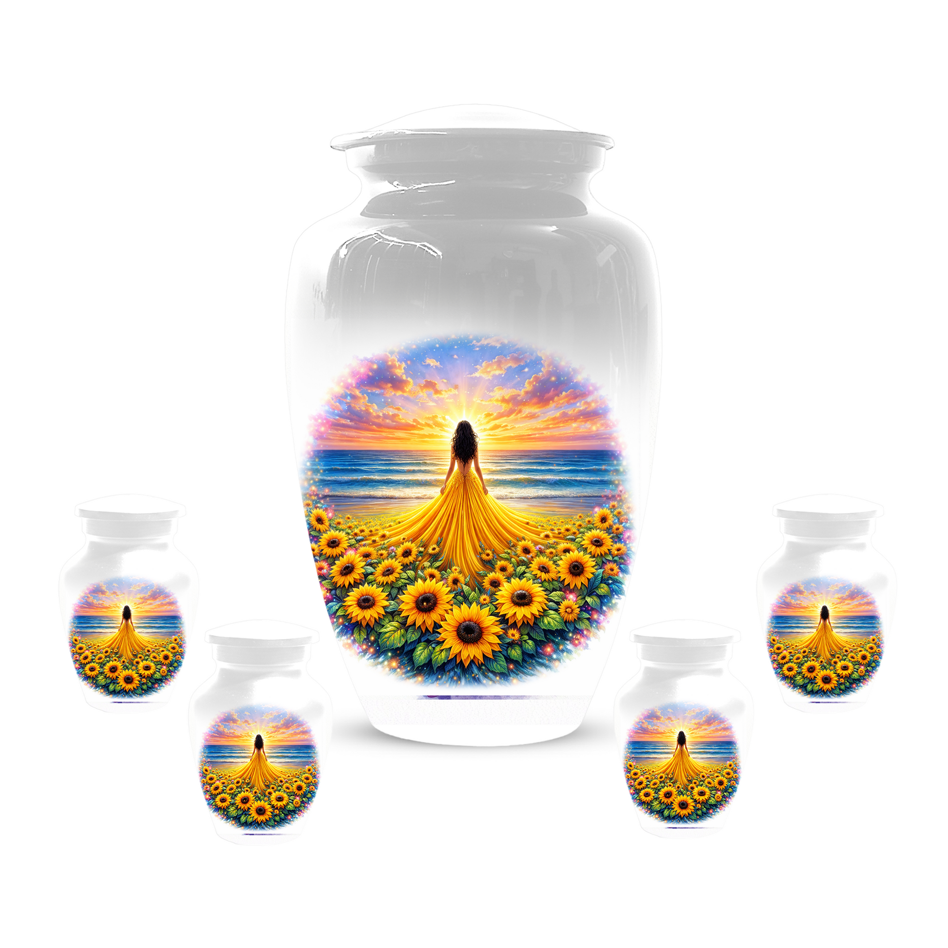 Sunflower Memorial Urn for Ashes | Custom Cremation Urn for Mom
