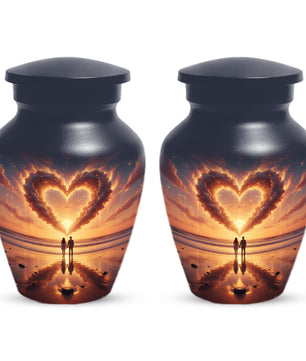Beach Couple Urn For Two Adults, Sunset Companion Extra Large Double Urns