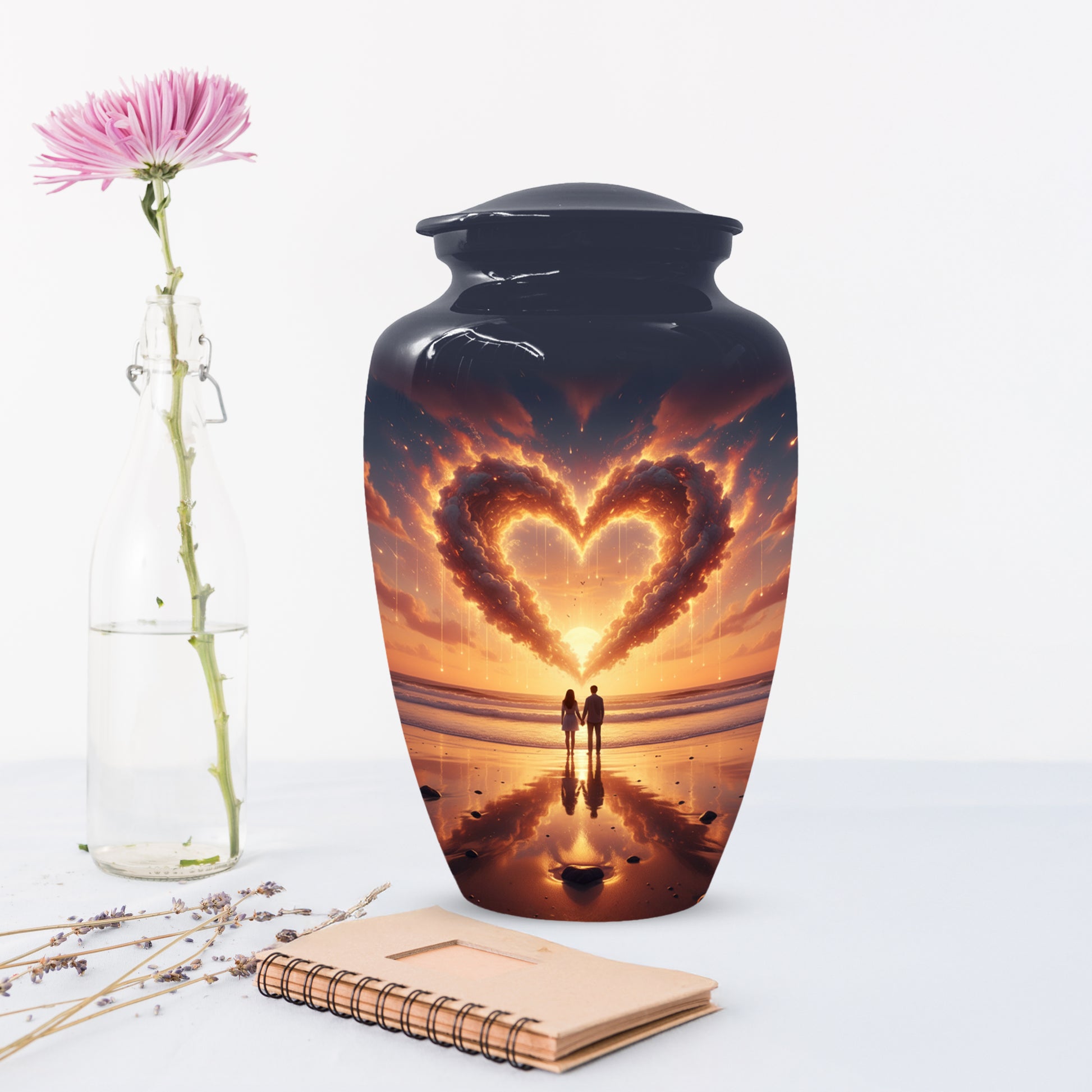 Beach Couple Urn For Two Adults, Sunset Companion Extra Large Double Urns