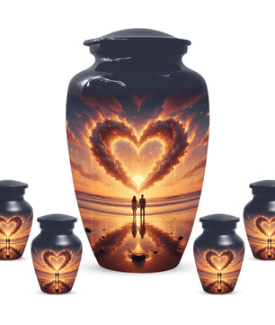 Beach Couple Urn For Two Adults, Sunset Companion Extra Large Double Urns
