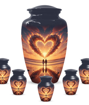 Beach Couple Urn For Two Adults, Sunset Companion Extra Large Double Urns