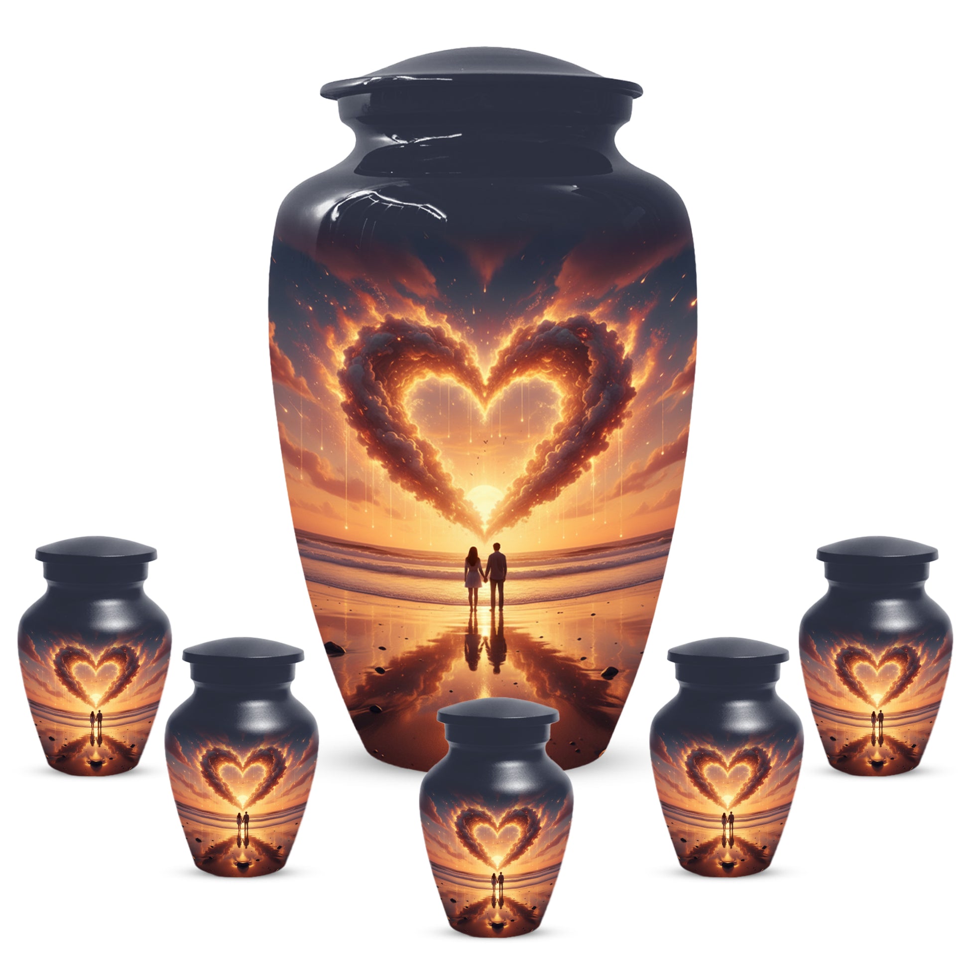 Beach Couple Urn For Two Adults, Sunset Companion Extra Large Double Urns