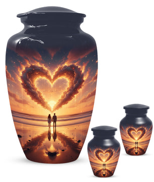 Beach Couple Urn For Two Adults, Sunset Companion Extra Large Double Urns