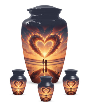 Beach Couple Urn For Two Adults, Sunset Companion Extra Large Double Urns