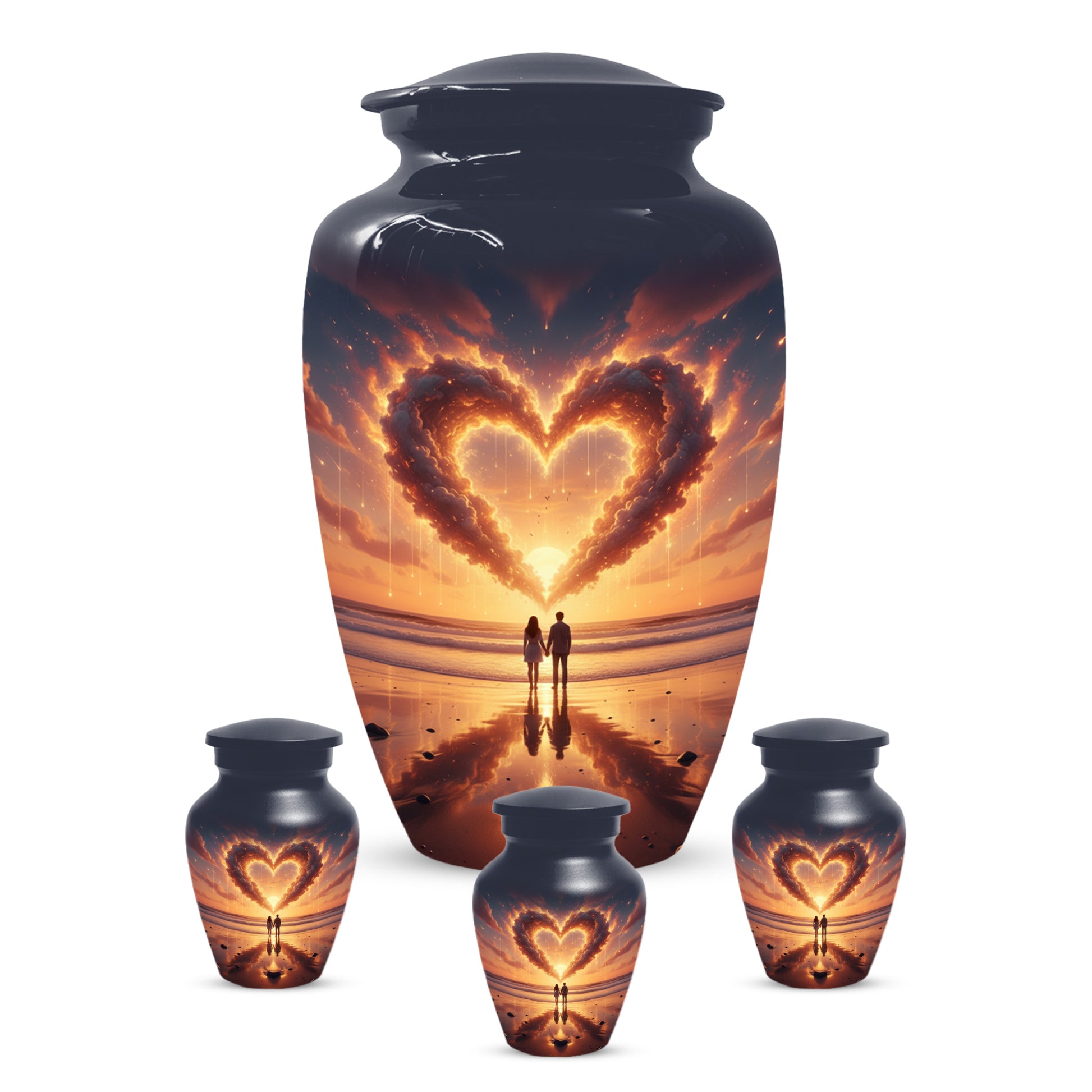 Beach Couple Urn For Two Adults, Sunset Companion Extra Large Double Urns