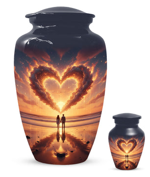 Beach Couple Urn For Two Adults, Sunset Companion Extra Large Double Urns