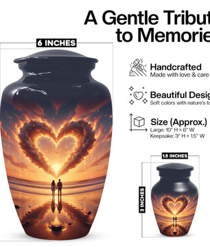 Beach Couple Urn For Two Adults, Sunset Companion Extra Large Double Urns