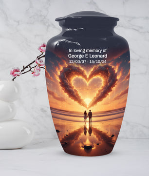 Beach Couple Urn For Two Adults, Sunset Companion Extra Large Double Urns