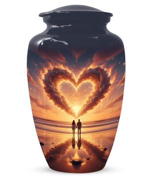Beach Couple Urn For Two Adults, Sunset Companion Extra Large Double Urns