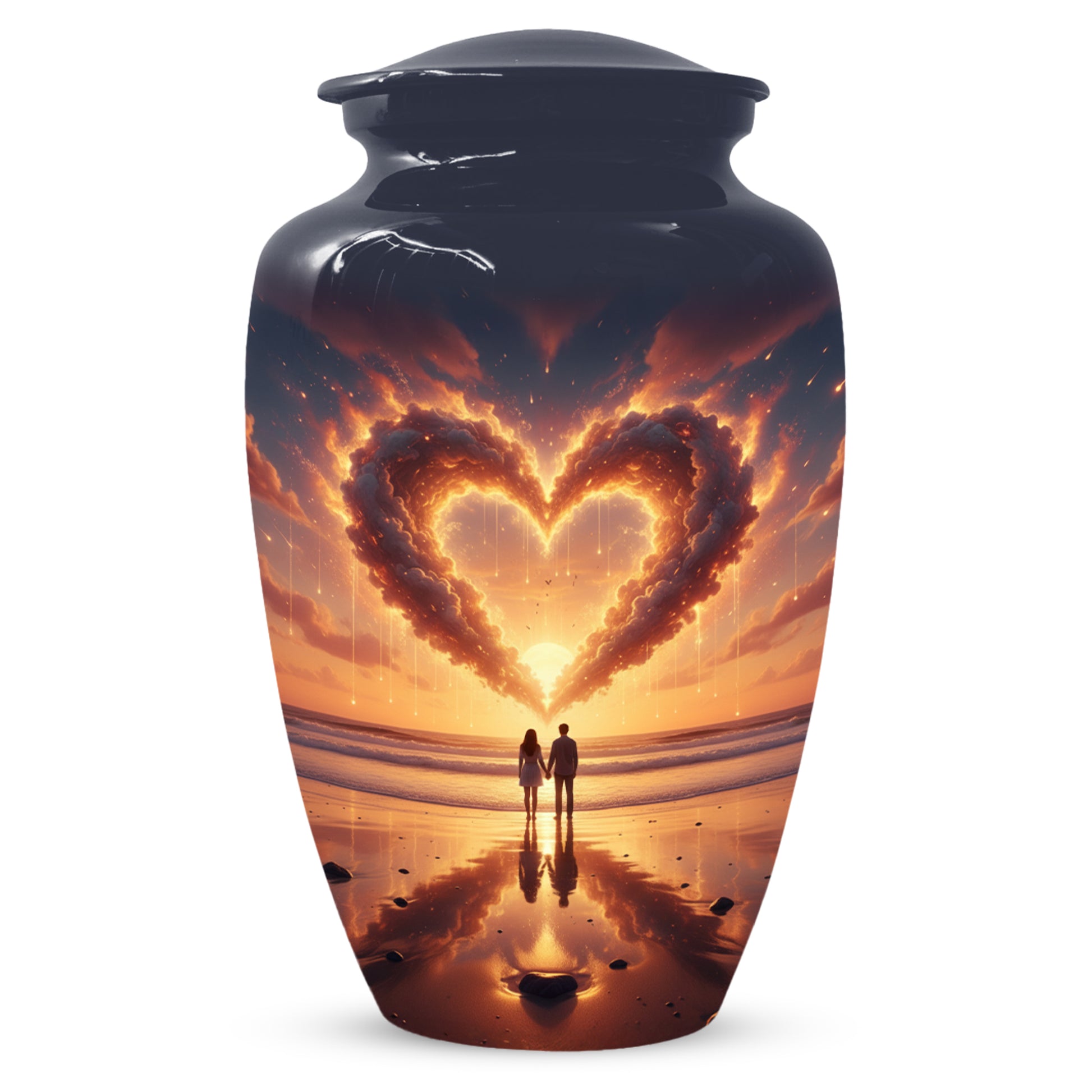 Beach Couple Urn For Two Adults, Sunset Companion Extra Large Double Urns