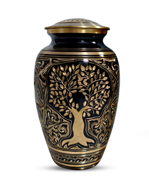 Tree Of Life Urn for Human Ashes - Hand Engraved Brass Burial Cremation Urns