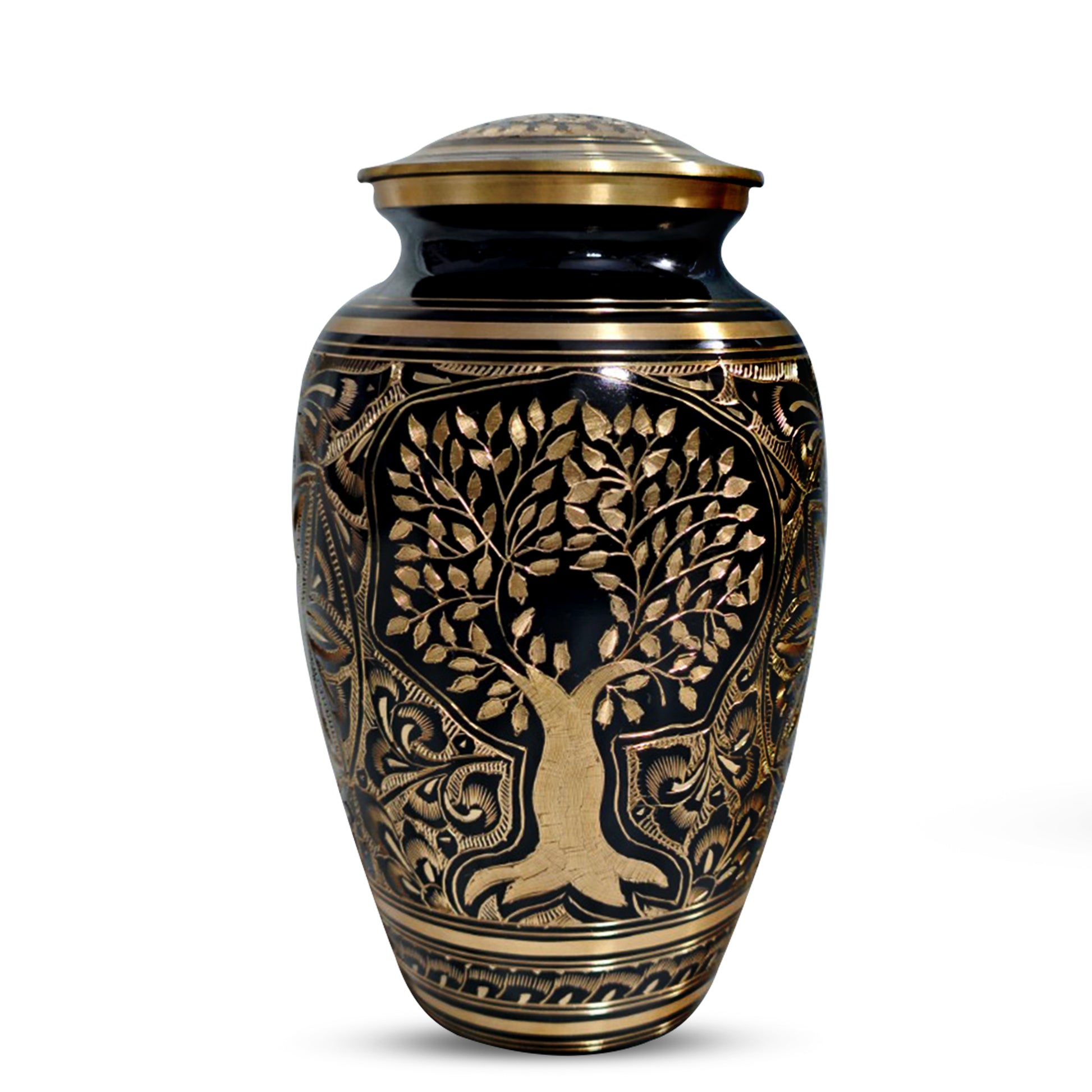 Tree Of Life Urn for Human Ashes - Hand Engraved Brass Burial Cremation Urns
