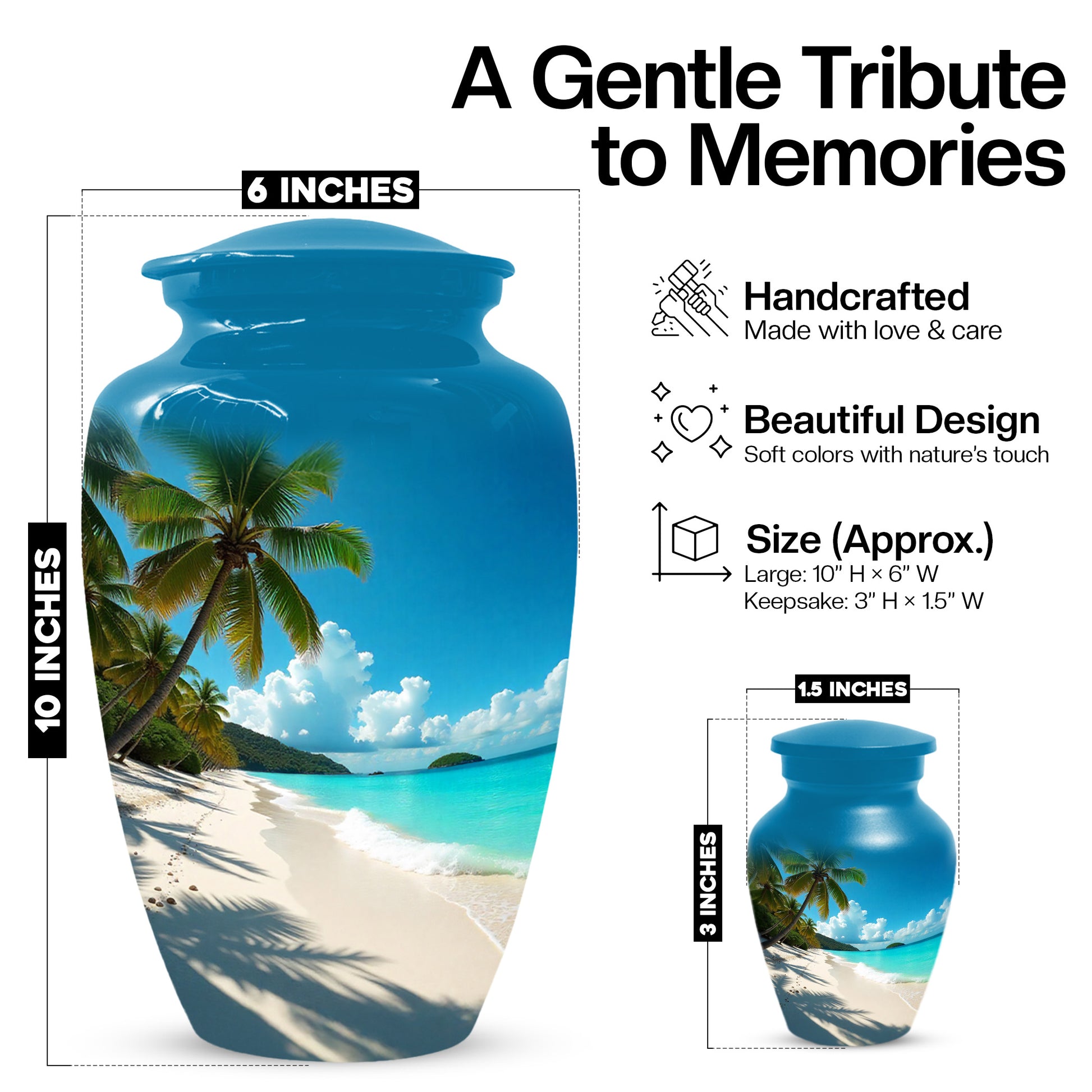 Beach Urn for Mom – Memorial Large Urn for Mom, Beautiful Urns for Women