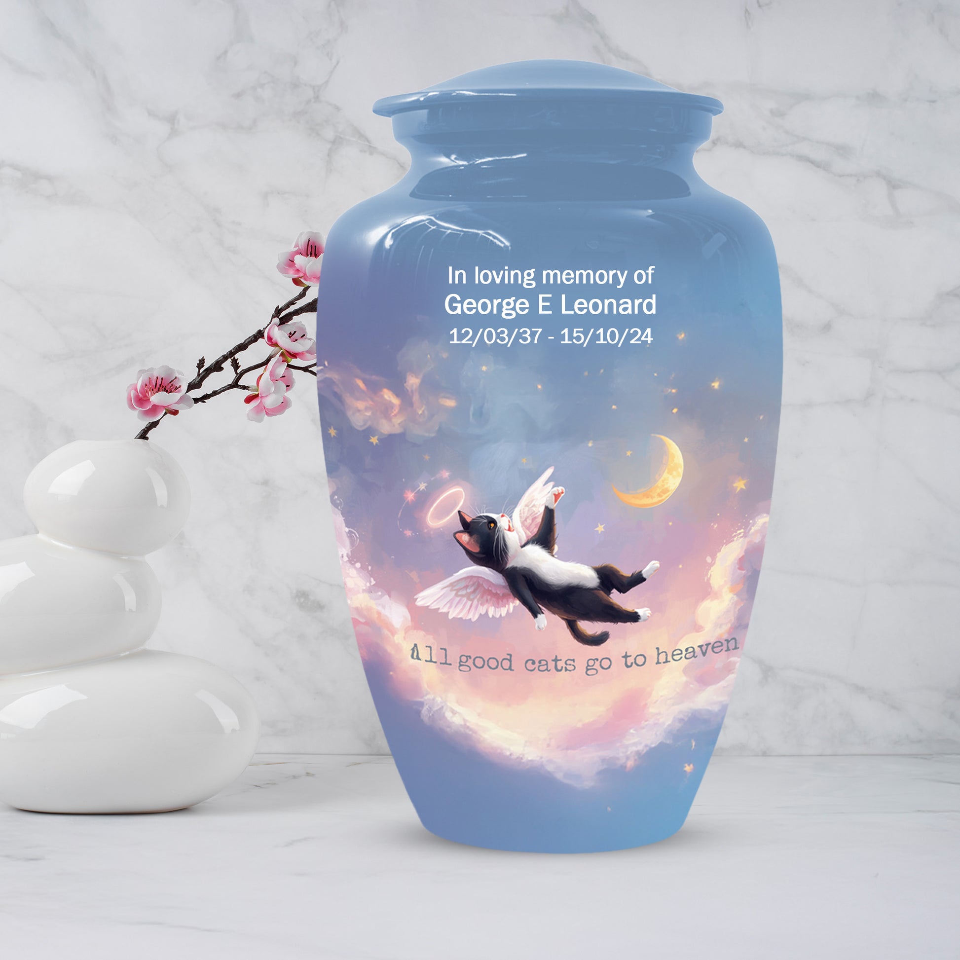Angel Cat Cremation Urn for Human Ashes | Adult Cat Memorial Urn