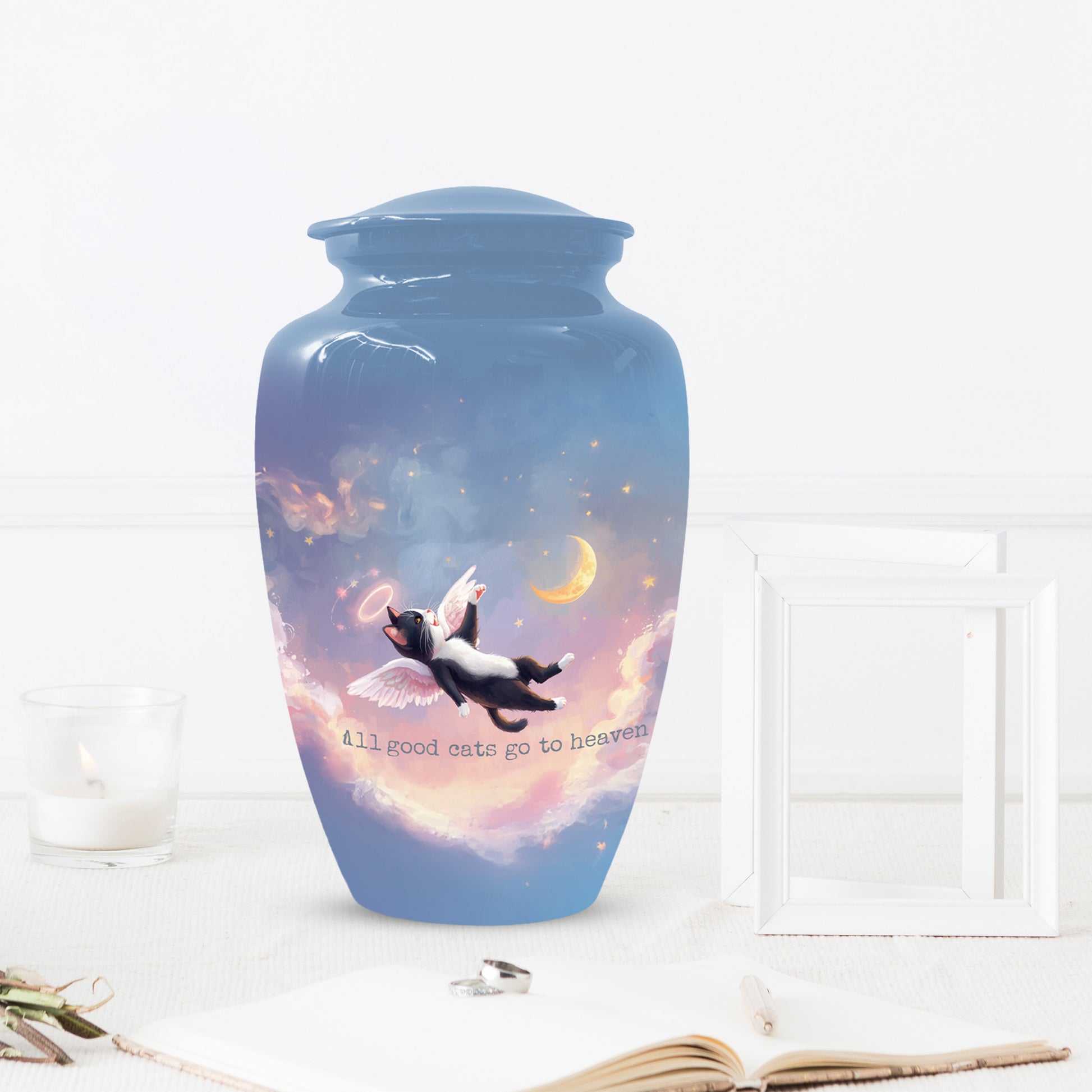 Angel Cat Cremation Urn for Human Ashes | Adult Cat Memorial Urn