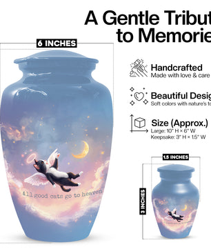 Angel Cat Cremation Urn for Human Ashes | Adult Cat Memorial Urn