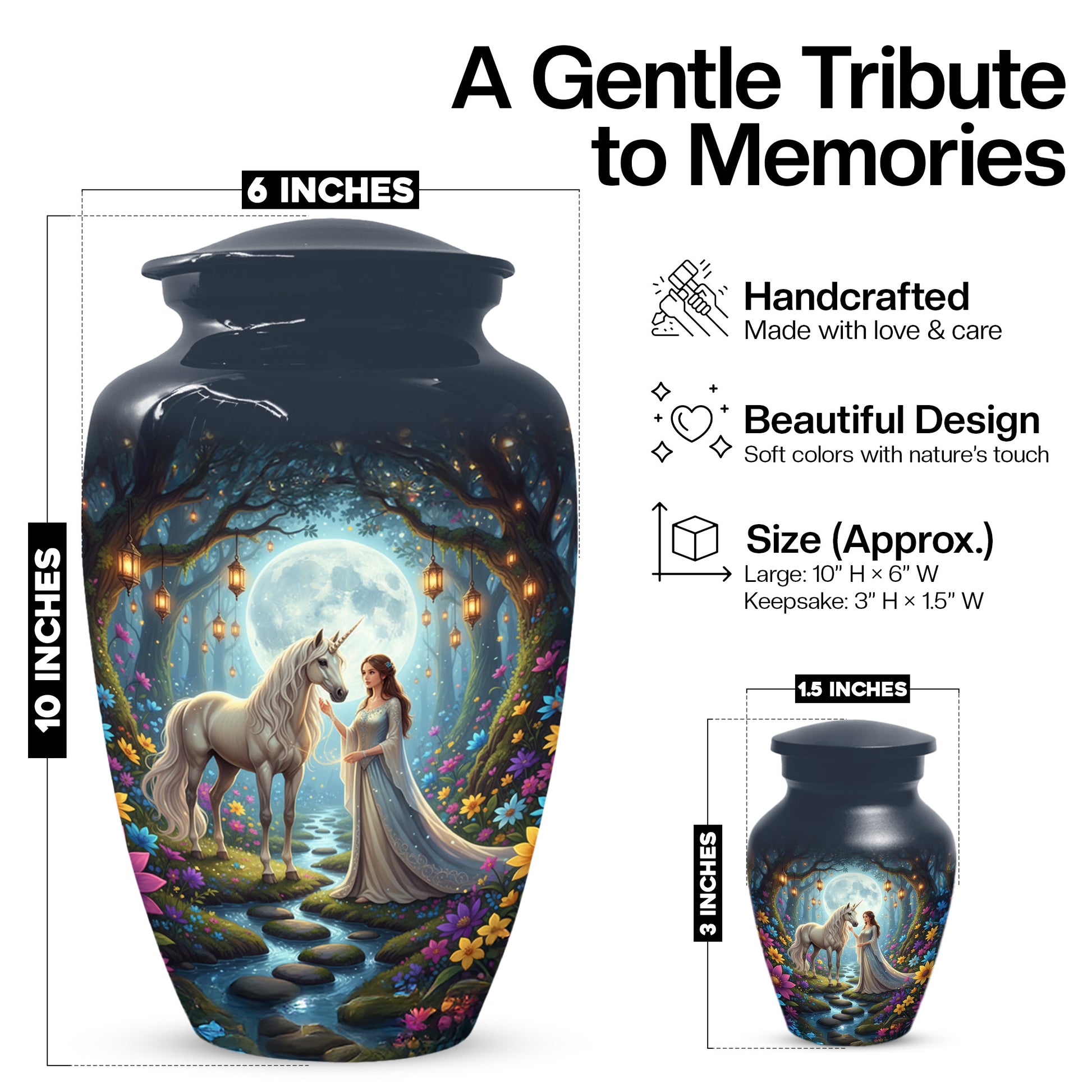 Unicorn Urn for Mom & Women | Beautiful Fantasy Cremation Urn for Female Ashes