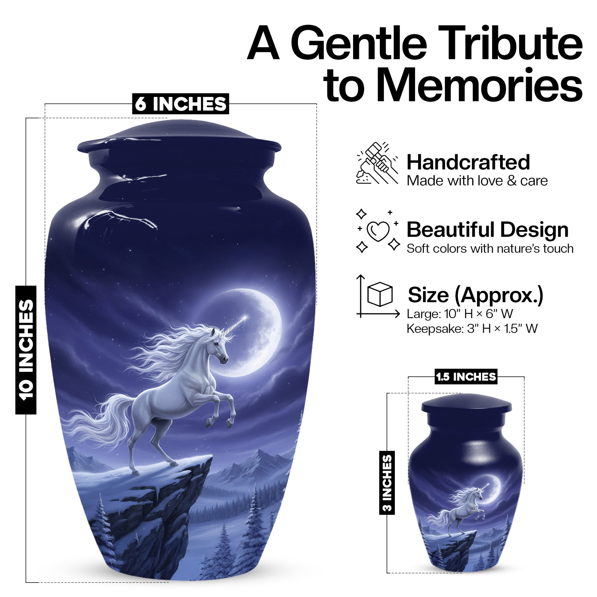 Unicorn Cremation Urn for Human Ashes | Unique Adult Female Memorial Urn