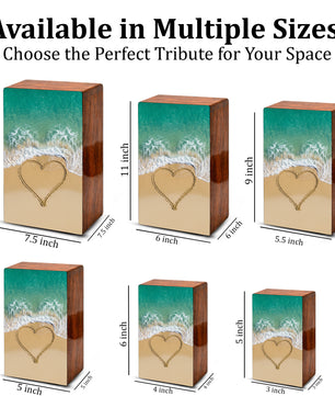 Heart Beach Themed Urn – Ocean Decorative Keepsake Urns for Adults