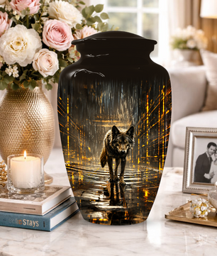 Wolf Animal Urn For Human Ashes Male | Small Keepsake & Large Cremation Urns For Men