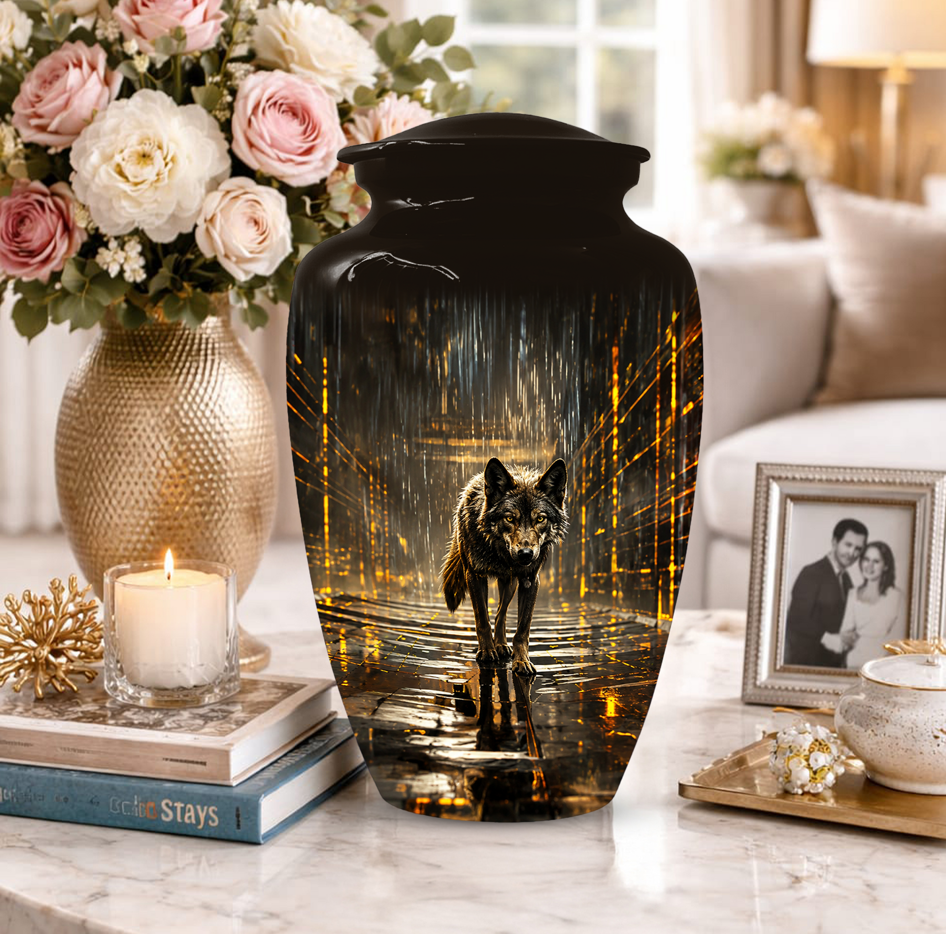 Wolf Animal Urn For Human Ashes Male | Small Keepsake & Large Cremation Urns For Men