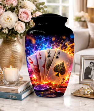 Poker Cremation Urn for Ashes - Personalized Casino Memorial for Dad