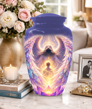 Guardian Angel Cremation Urn, Personalized Angel Memorial Urn for Human Ashes