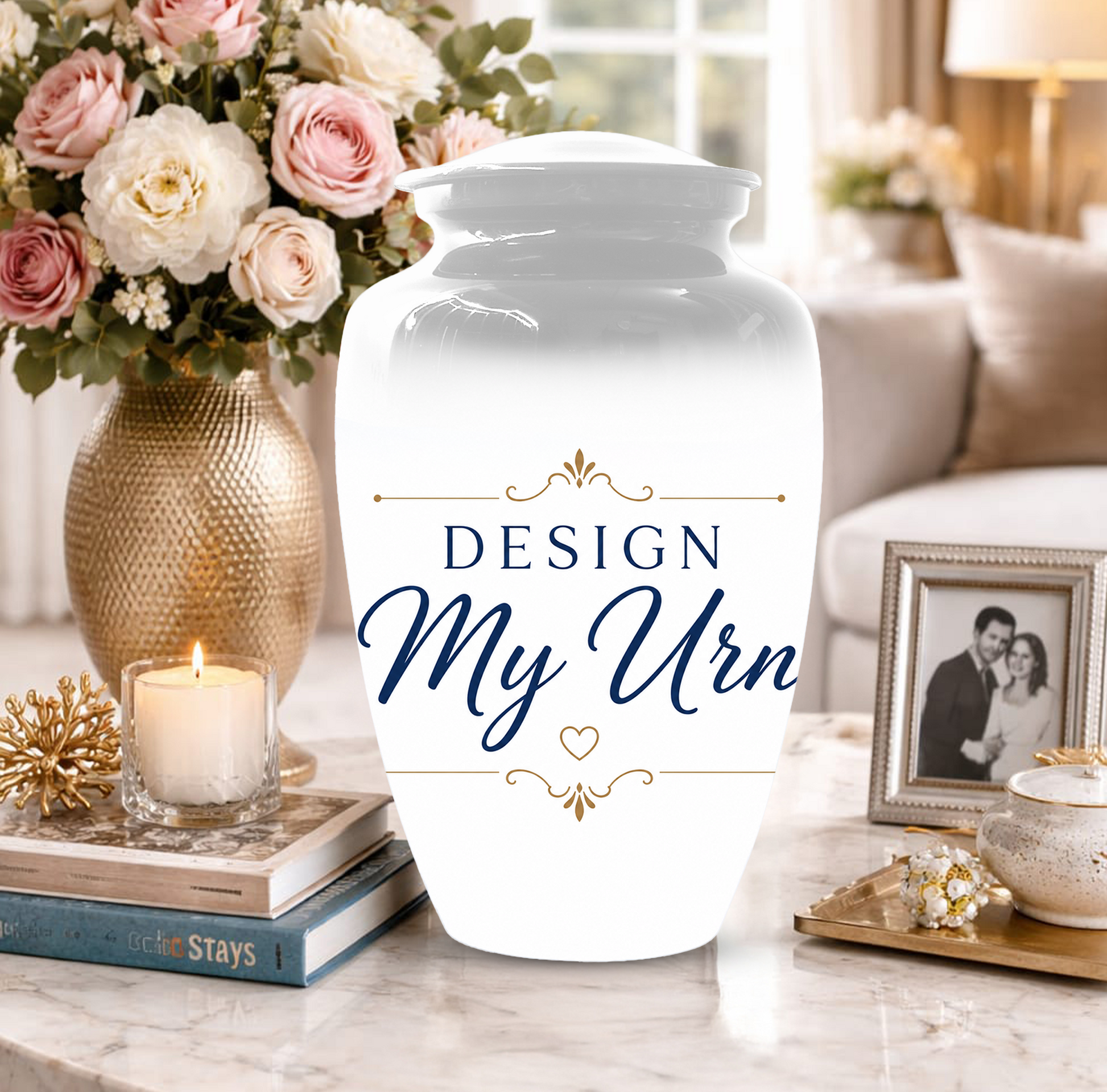 Personalized Photo Urn For Ashes, Custom Text Cremation Urn, Create One of Kind Memorial Urn