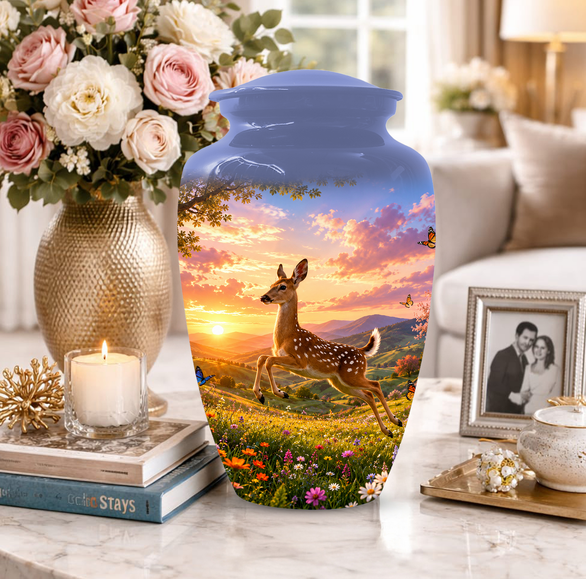 Deer Cremation Urn for Ashes -  Personalized Wildlife Memorial for Mom