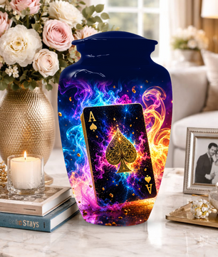 Poker Urn for Ashes- Personalized Playing Card Memorial for Dad
