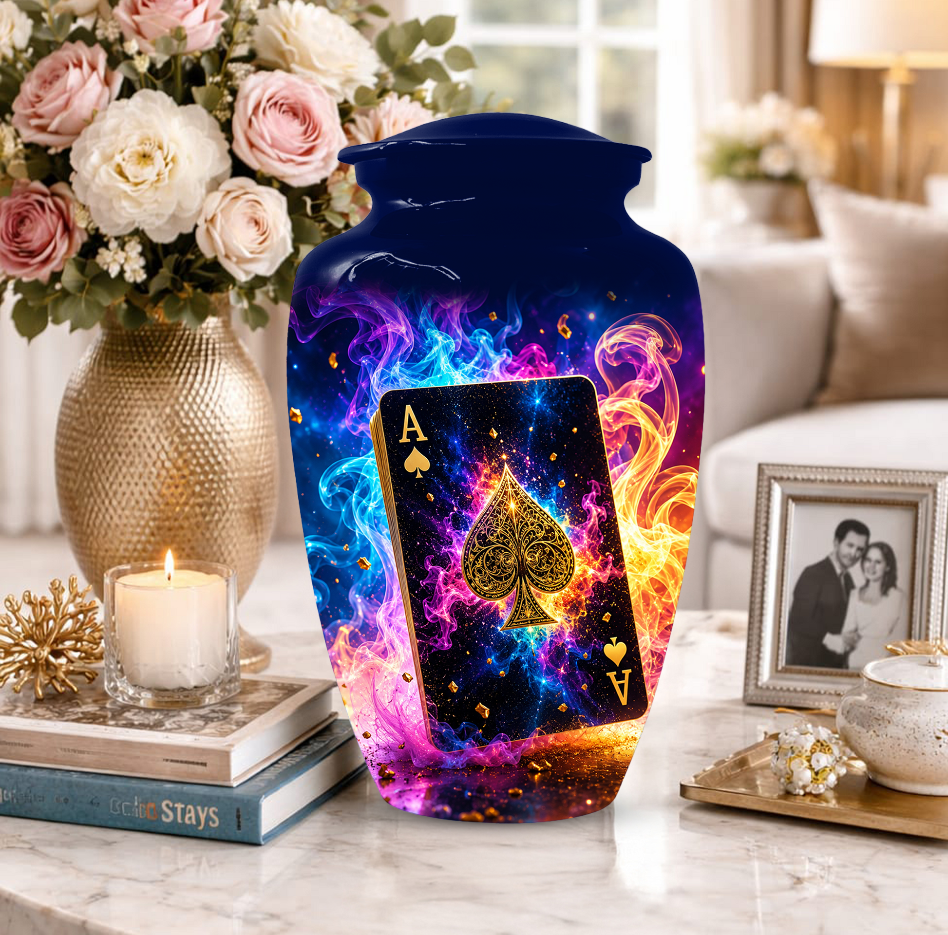 Poker Urn for Ashes- Personalized Playing Card Memorial for Dad