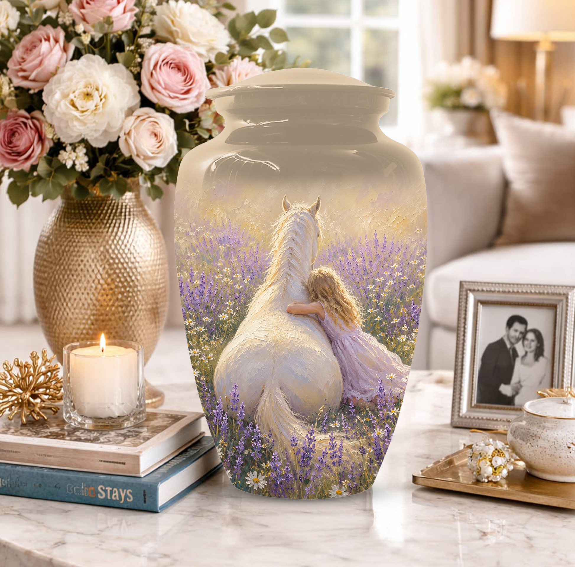 Horse Cremation Urn for Ashes - Personalized Equestrian Memorial for Mom