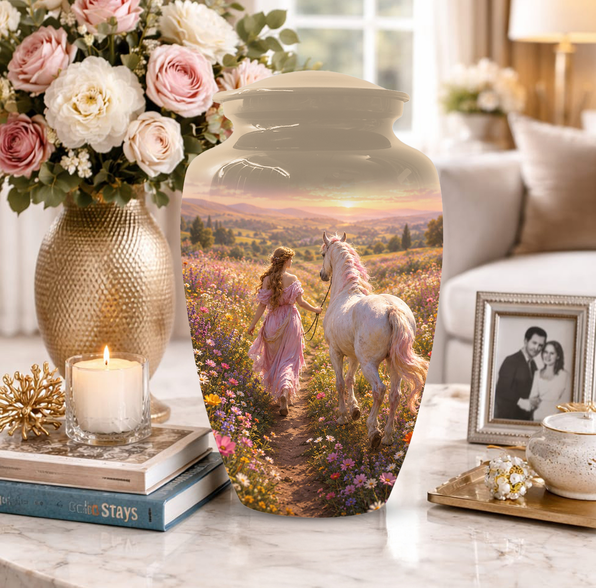 Horse Cremation Urn for Ashes -  Personalized Memorial Keepsake for Mom