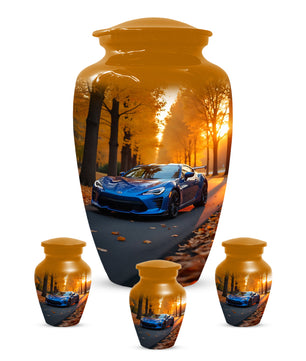 Blue Sports Car Urn for Adult Ashes | Luxury Adult Cremation Urn Memorial