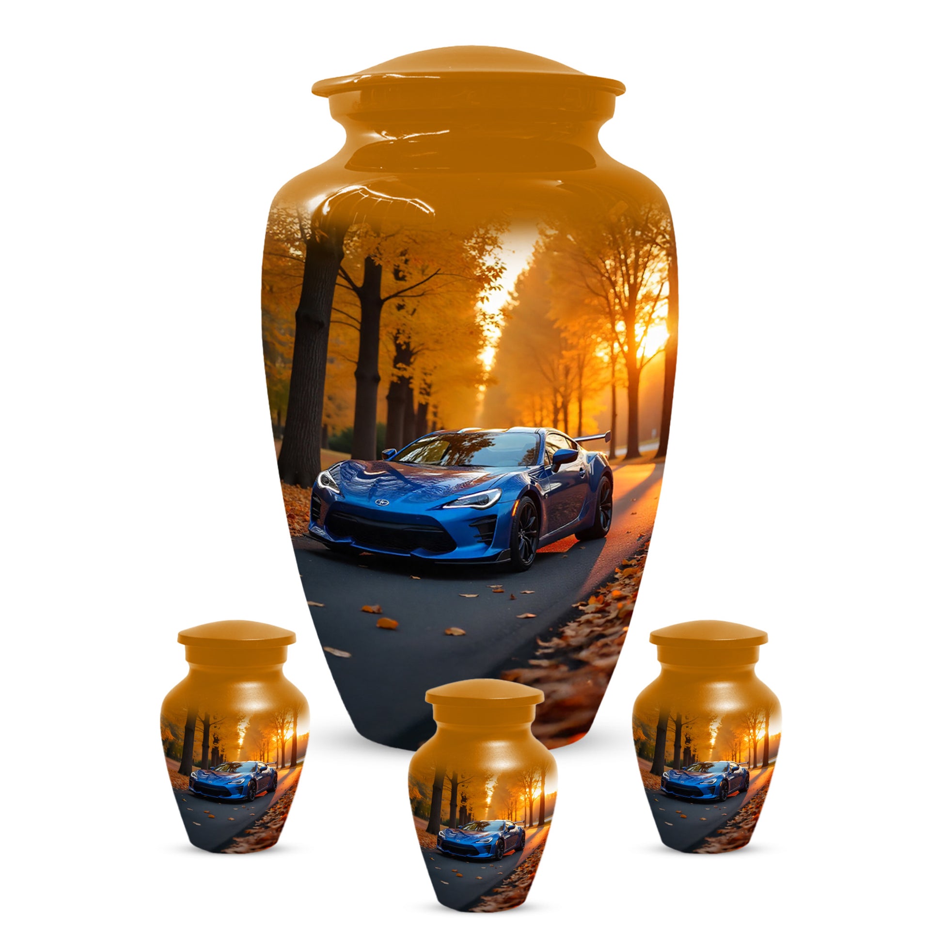 Blue Sports Car Urn for Adult Ashes | Luxury Adult Cremation Urn Memorial