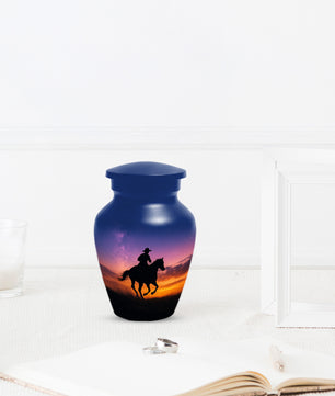 Cowboy Sunset Urn for Adult Ashes | Western Cowboy Urn for Dad