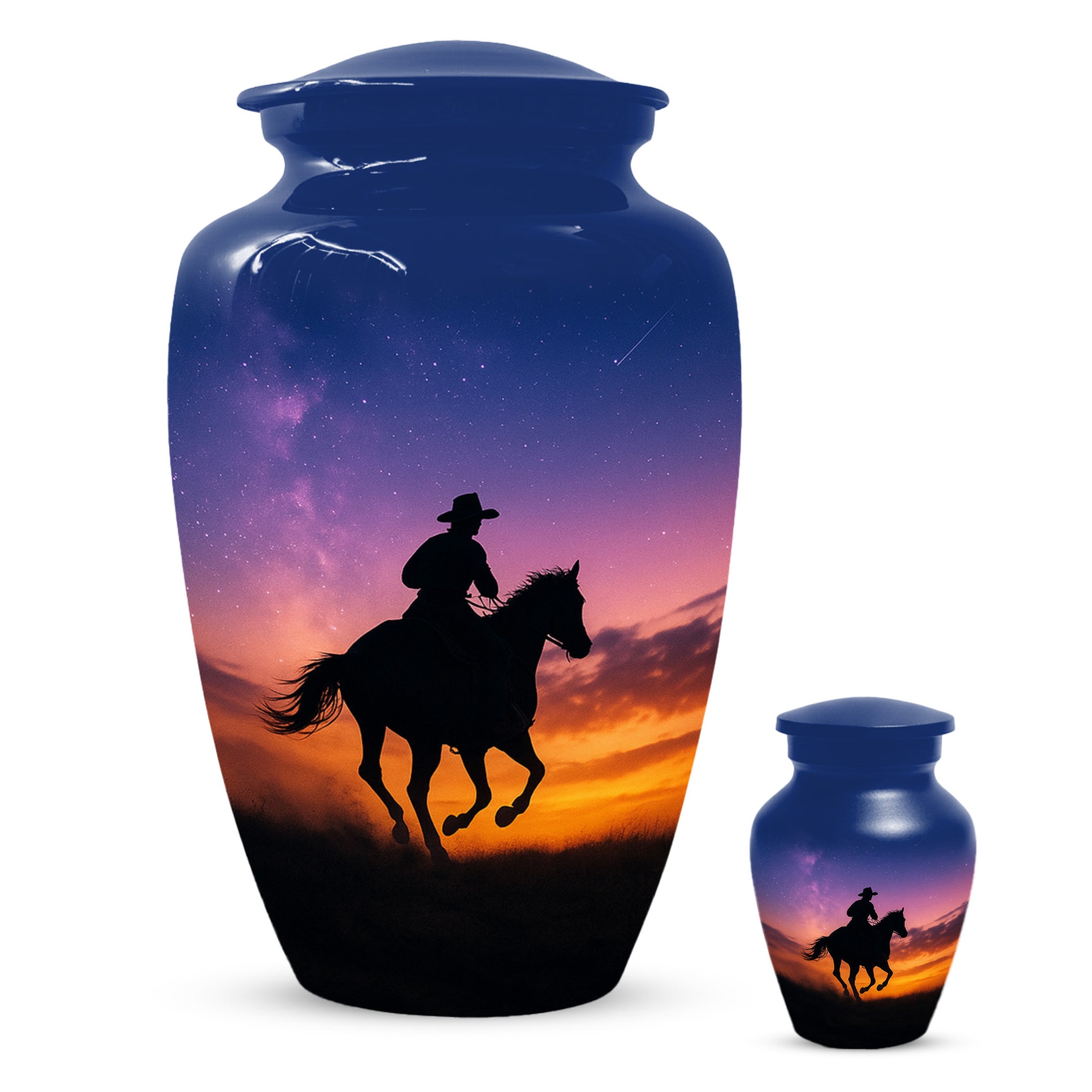 Cowboy Sunset Urn for Adult Ashes | Western Cowboy Urn for Dad