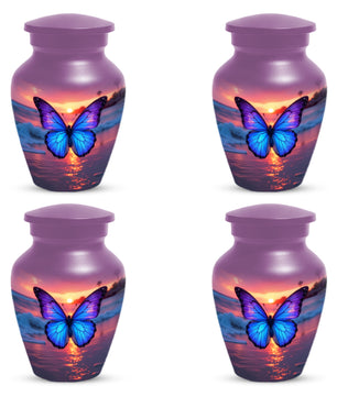 Blue Butterfly Sunset Urn for Human Ashes | Elegant Blue Butterfly Sunset Cremation Urn for Adult Memorial