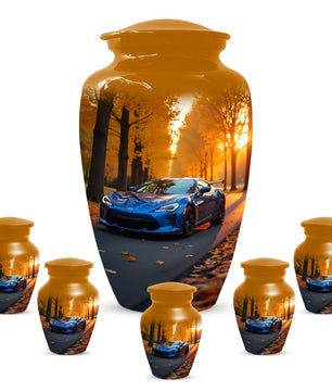 Blue Sports Car Urn for Adult Ashes | Luxury Adult Cremation Urn Memorial