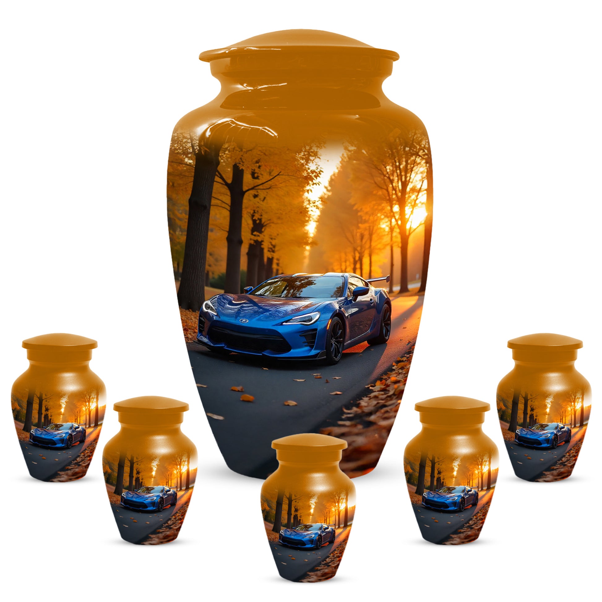 Blue Sports Car Urn for Adult Ashes | Luxury Adult Cremation Urn Memorial