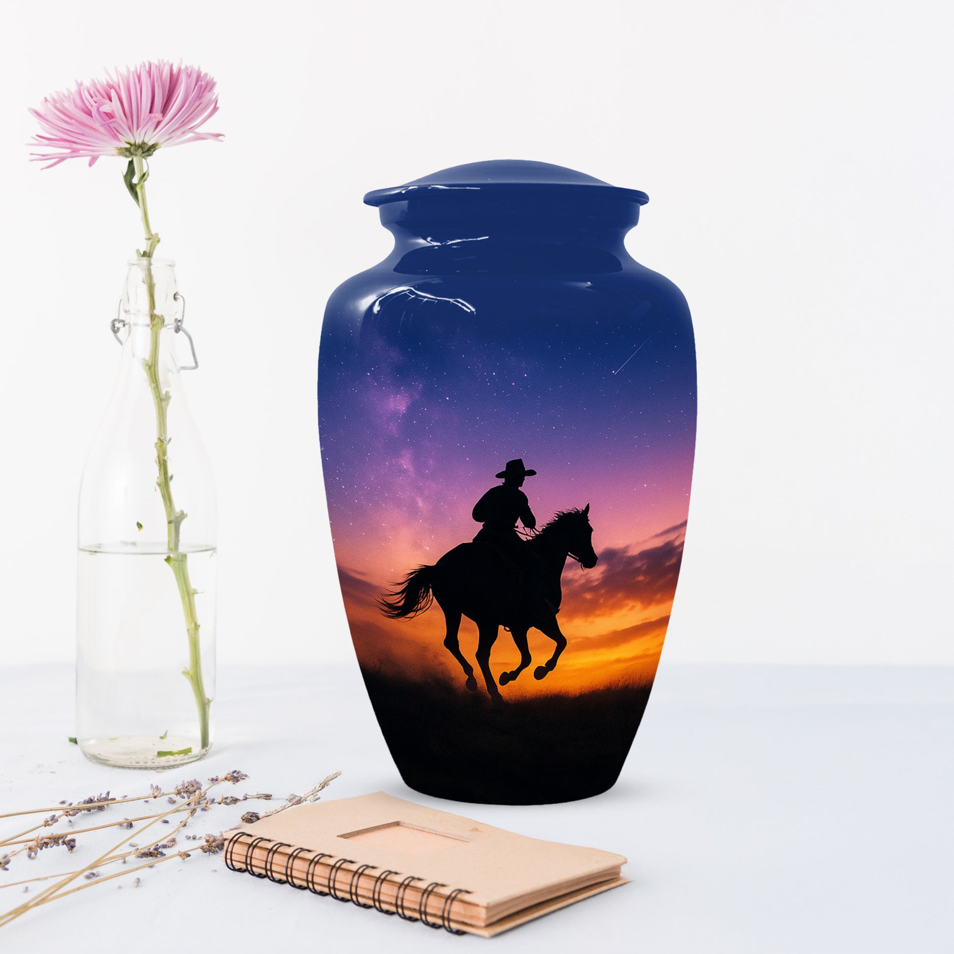 Cowboy Sunset Urn for Adult Ashes | Western Cowboy Urn for Dad