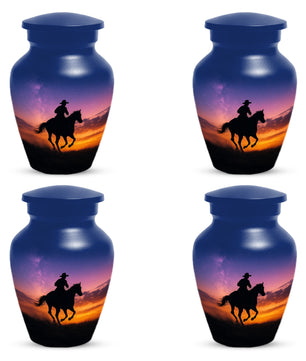 Cowboy Sunset Urn for Adult Ashes | Western Cowboy Urn for Dad