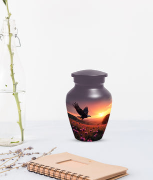 Flying Eagle Sunset Urn for Human Ashes | Majestic Eagle Sunset Adult Cremation Urn | Memorial Funeral Urn