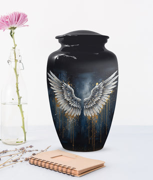 Gold Angel Wing Urn for Adult Ashes | Elegant Adult Cremation Urn & Memorial