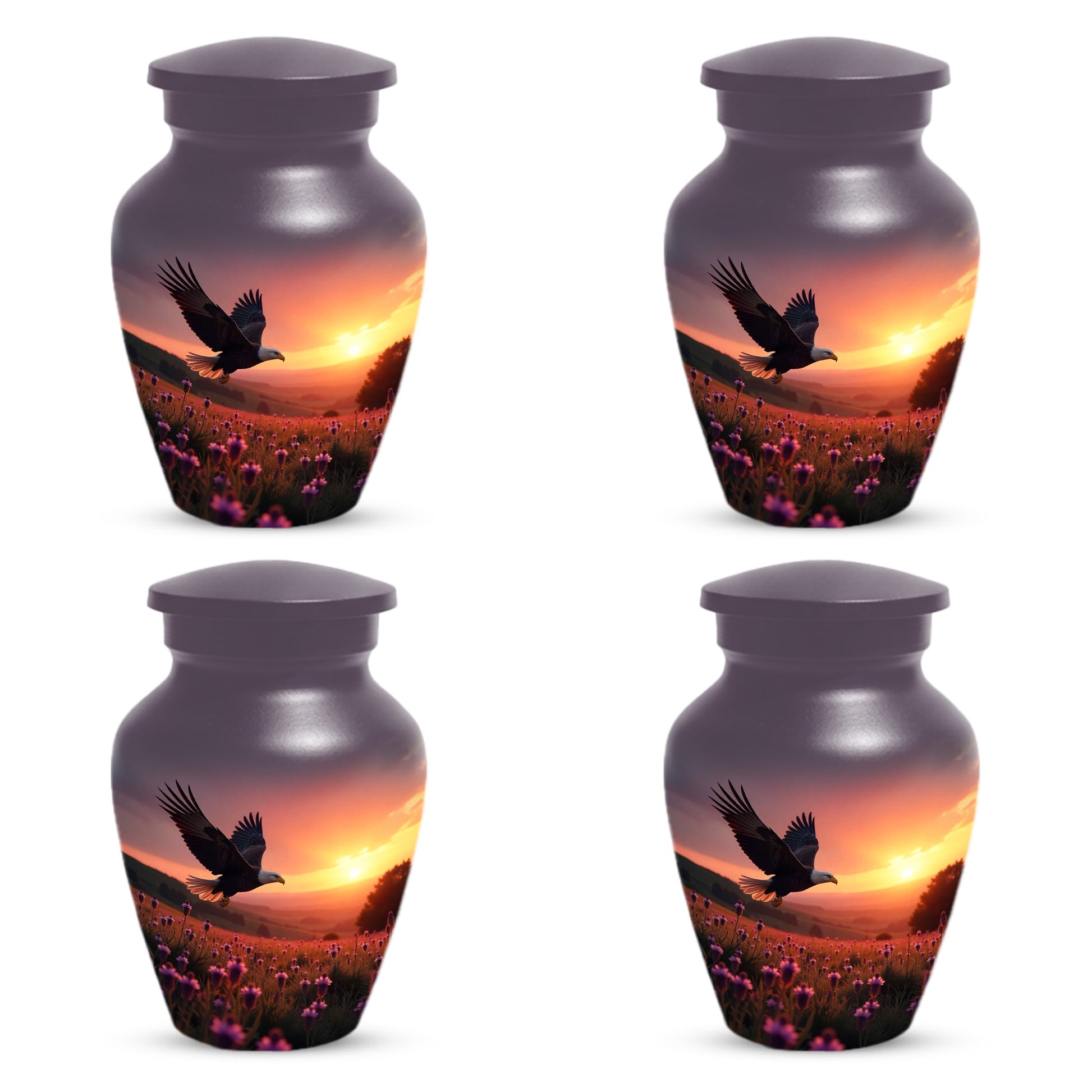 Flying Eagle Sunset Urn for Human Ashes | Majestic Eagle Sunset Adult Cremation Urn | Memorial Funeral Urn